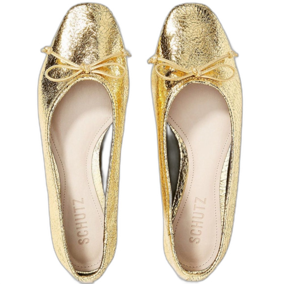 SCHUTZ Shoes - Anthropologie Schutz Metallic Gold Ballet Flats Size 7 B- Brand New in Box